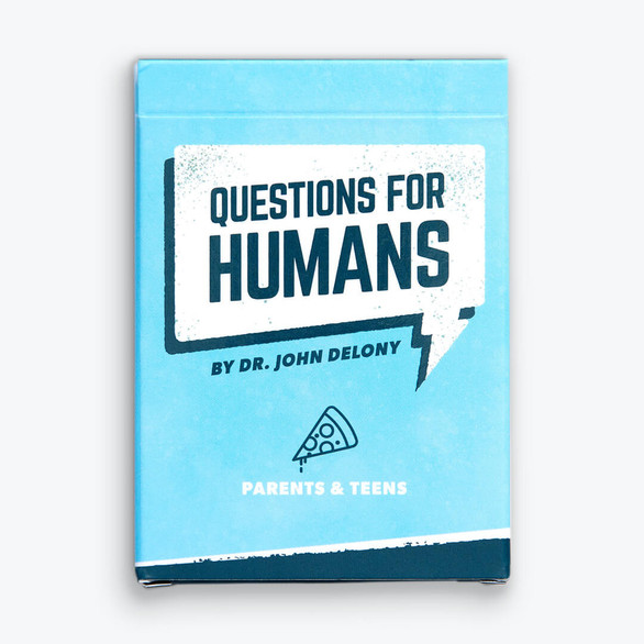 An image of the front of the Questions for Humans: Parents and Teens deck by Dr. John Delony