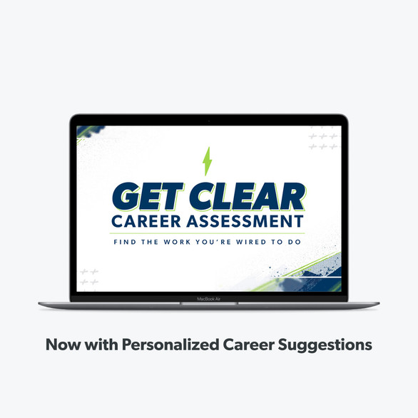 An image of a laptop with Ken Coleman's Get Clear Career Assessment - For Career Change - Now with Personalized Career Suggestions