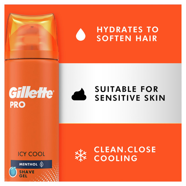 Gillette Pro Icy Cool Menthol Shave Gel 195g