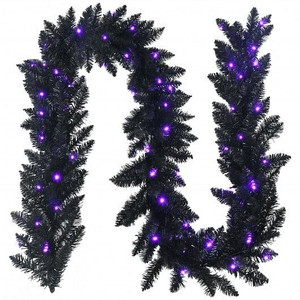 9 Feet Pre-lit Christmas Halloween Garland with 50 Purple LED Lights B593-CM23475 9 Feet Pre-lit Christmas Halloween Garland with 50 Purple LED Lights B593-CM23475