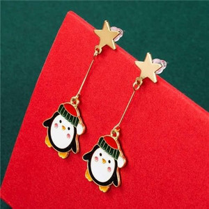 Golden Star with Cute Penguin Modeling Pendant Wholesale Christmas Jewelry High Fashion Drop Earrin A392-fear6919