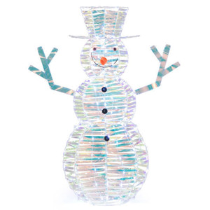 4 Feet Iridescent Christmas Snowman with White LED Lights and Ground Stakes - Color: Multicolor - S D681-CM24897US