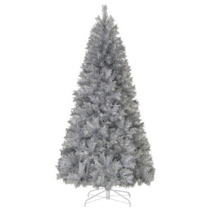 Artificial Xmas Tree with Branch Tips and Warm White LED Lights-7FT - Color: Silver - Size: 7 ft D681-CM24745US-7