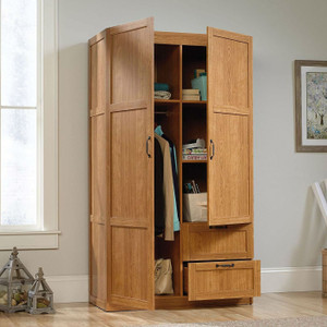Bedroom Wardrobe Cabinet Storage Closet Organizer in Medium Oak Finish Q280-SLSHC19865521