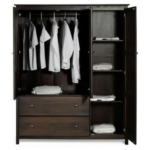 Espresso Wood Finish Bedroom Wardrobe Armoire Cabinet Closet Q280-SAWCB48198715
