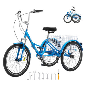 Folding Adult Tricycle, 24-Inch 7-Speed Adult Folding Trikes, Carbon Steel 3 Wheel Cruiser Bike wit E415-ZDKRLSLCLS24J9PIBV0