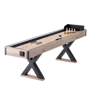 Shuffleboard Table, 9 ft LED Light Up Shuffleboard for Family Game Room, 2 in 1 Shuffleboard and Bo E415-ZZKSHZ9YCDD0UFE5XV9