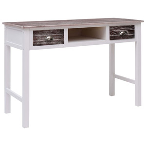  Desk Brown and White Paulownia Wood and Poplar Wood A949-284154