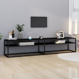 TV Cabinet Black Tempered Glass 78.7 x 15.7 x 15.9 in Sleek A949-331727