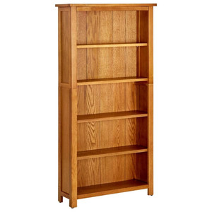  Bookcase Natural Oak Solid Oak Wood Bookcase Rectangular Rustic A949-331736