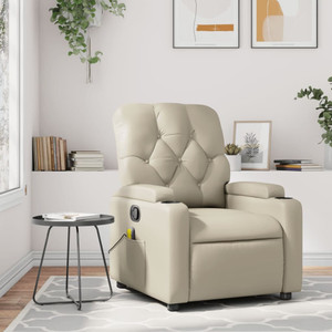  Massage Recliner Chair Cream Faux leather, metal, plywood Standard A949-3206085