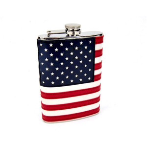 8oz Stitched American Flag Flask D800-8OZAMFW