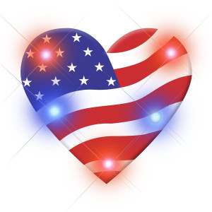 USA Heart Flashing Body Light Lapel Pins A706-4040000