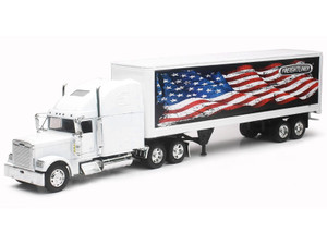 Freightliner Classic XL Truck White with Dry Van Trailer White with Patriotic Graphic "Long Haul Tr F977-SS-12783E