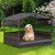 Outdoor Wicker Dog House with Weatherproof Roof-Gray - Color: Gray D681-HW70602GR