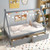 Twin Size Wooden Tent Platform House Bed with 2 Drawers-Gray B593-HU10868
