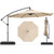 10 Feet Solar Offset Hanging Umbrella with Base and 32 LED Lights-Beige - Color: Beige D681-NP12351BE