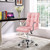 Pink Modern Faux Leather Mid-Back Swivel Office Chair with Armrests and Wheels Q280-YDCHWP869919624