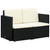  Sofa Black PE rattan 46.5 in x 25.6 in x 29.1 in Removable Covers A949-44179
