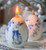 1 pc Vintage Easter Egg Bunny Candle: Spring Rabbit Decor - Easter Blue Floral gift H652-1043