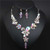 Graceful Floral Design Spring Fashion Women Statement Bib Necklace and Earrings Set - Colorful White A392-fane6290