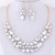 Resin Gems Spring Flowers Design Women Statement Fashion Necklace and Earrings Set - White A392-fane5669
