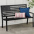 2 Person Patriotic USA Black Metal Bench with American Flag Backrest Q280-USAPA79052