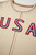 Beige USA Star Contrast Patchwork Exposed Seam Long Sleeve Top T543-8783355740402