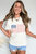 White USA Flag Bow Knot Print Round Neck T Shirt T543-8784211476722