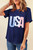 Blue USA Graphic July 4th Crew Neck T Shirt T543-8784214098162