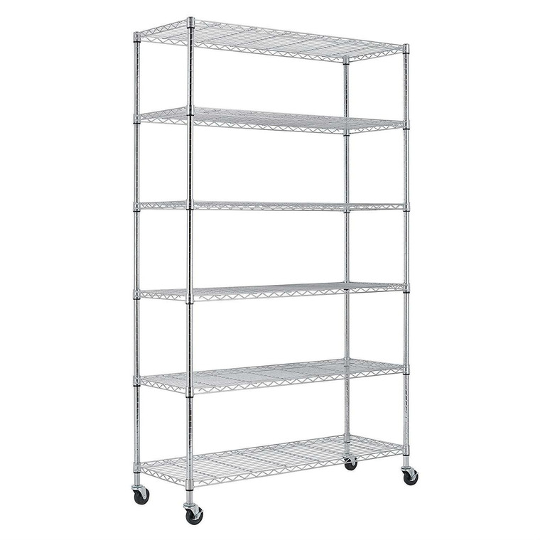 Heavy Duty 6-Shelf Metal Storage Rack Shelving Unit with Casters Q280-CASR19868915
