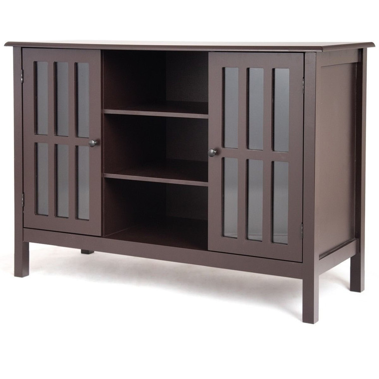 Brown Wood 43-inch TV Stand Storage Cabinet Console Table Q280-BWTVSCF115952904