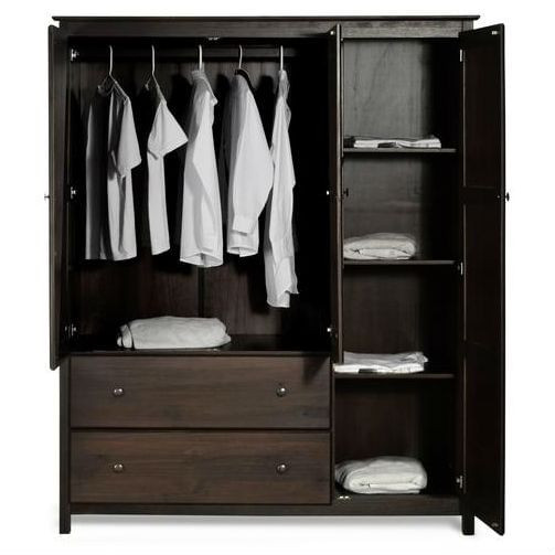 Espresso Wood Finish Bedroom Wardrobe Armoire Cabinet Closet Q280-SAWCB48198715