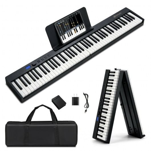88-Key Foldable Digital Piano with MIDI and Wireless BT-Black - Color: Black D681-MU10079US-BK