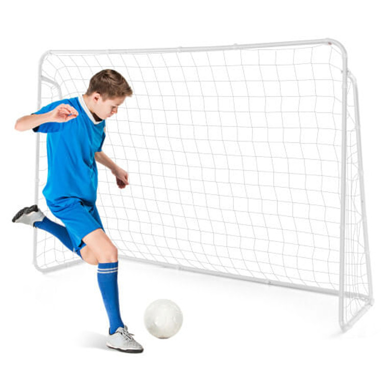Soccer Goal for Backyard with Heavy Duty Frame and Ground Stakes - Color: White D681-SP37884