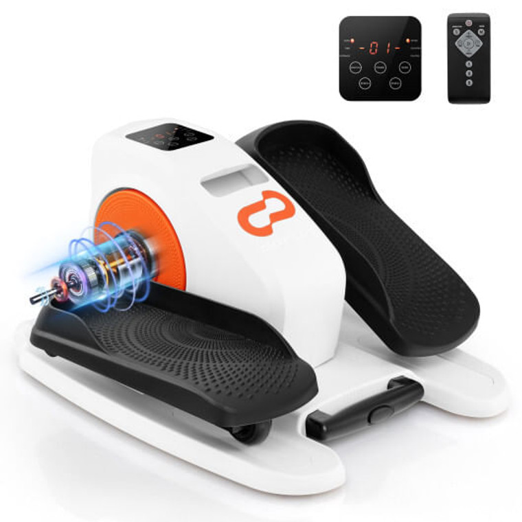 Under Desk Elliptical Machine with Display Monitor for Home Office-White - Color: White D681-SP38164US-WH