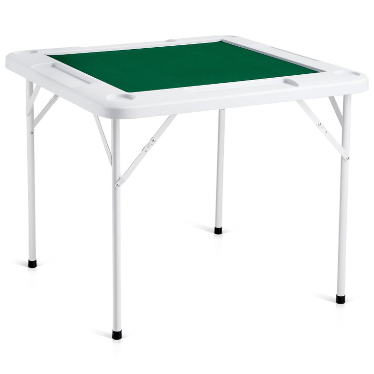 Mahjong Table, 4 Player Folding Domino Table with Wear-Resistant Green Tabletop, Portable Square Ca E415-SDMJZBSWZDMJOF0ZJV0