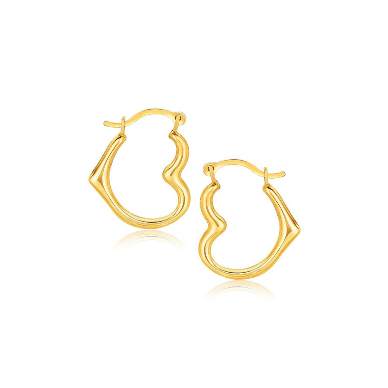 10k Yellow Gold Heart Hoop Earrings P150-20460