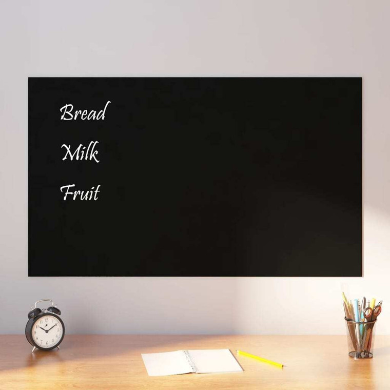  Wall-mounted Magnetic Board Black 39.4"x23.6"Tempered Glass A949-347946