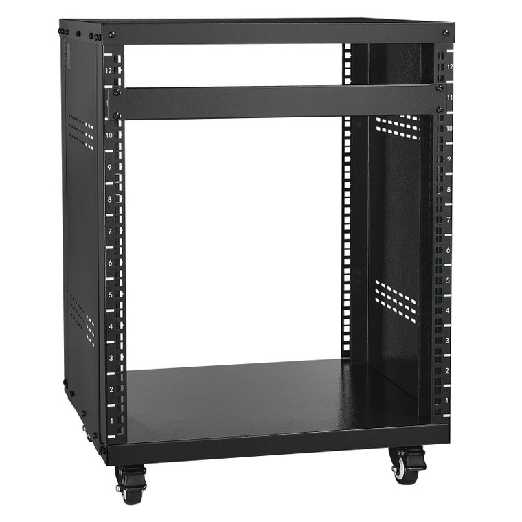 12U AV Rack Stand, 300 lbs Capacity, Network Stereo Recording Studio Rack with Lockable Caster Whee E415-LYSJJ12U18YCOJ5U1V0