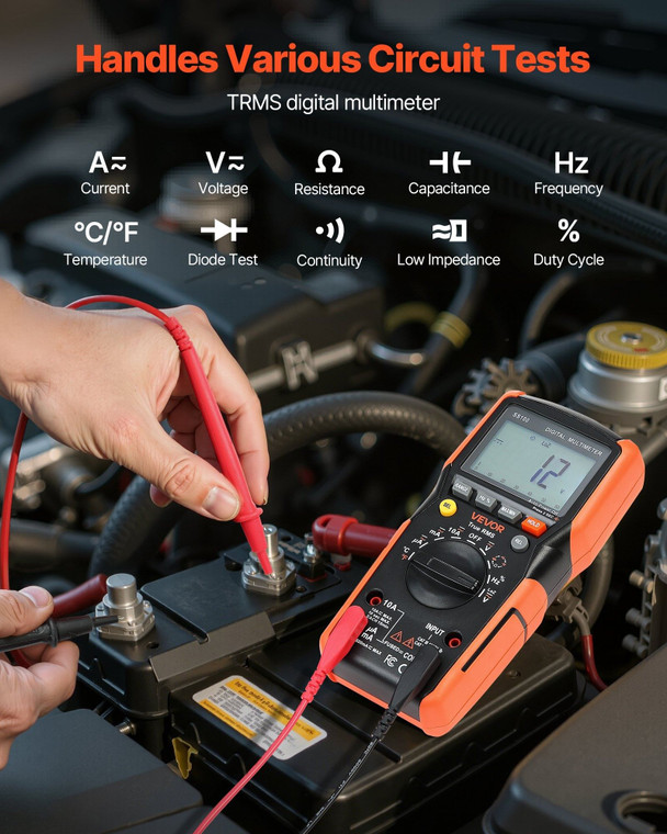 Digital Multimeter, 6000-Count TRMS DC/AC Voltmeter Current Tester, Auto-Ranging Multimeter for Cur E415-WYB1000VACDCRIU9H001V9