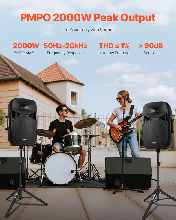 Portable PA System, 2000W (PMPO) Powered, Sound System Set with 3 Channel Mixer, Dual Speakers, Wir E415-ZFXKSXTTZ15YH43L9001V1