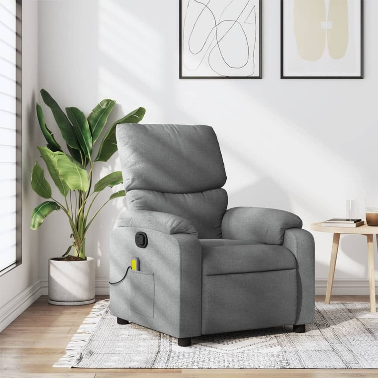  Massage Recliner Chair Light grey Fabric, Metal, Plywood, Foam A949-3206096