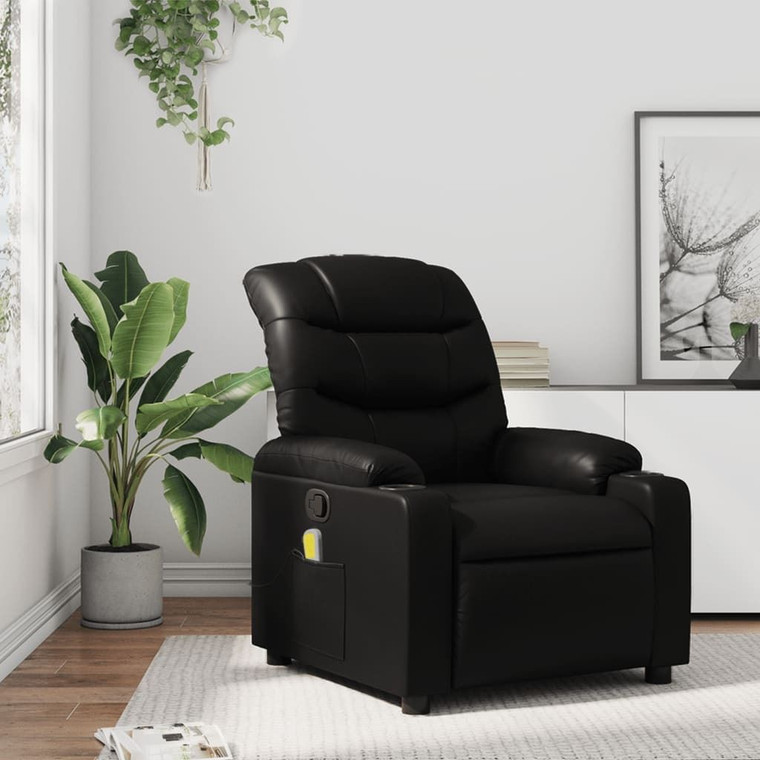  Massage Recliner Chair Black Faux leather, metal, plywood Single A949-3206847