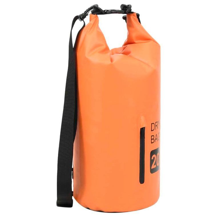 Dry Bag with Zipper Orange 5.3 gal PVC A949-92785