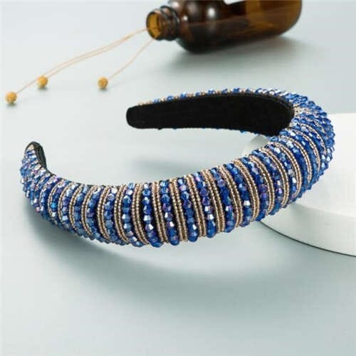 Crystal Embellished Baroque Spring Fashion U.S. Popular Sponge Women Headband - Royal Blue A392-fhbh0949