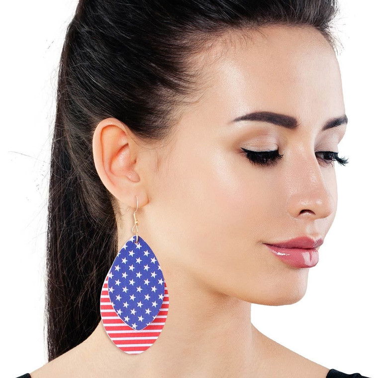 American Flag Teardrop Layer Earrings T226-9485663600959