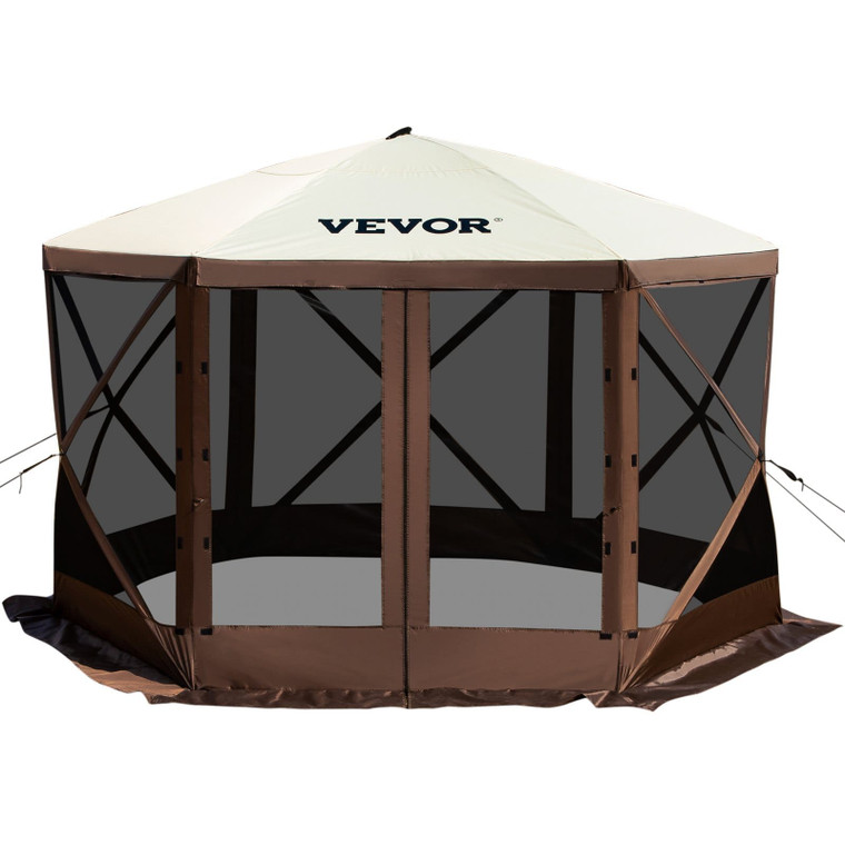 Gazebo Screen Tent, 10 x 10 ft, 6 Sided Pop-up Camping Canopy Shelter Tent with Mesh Windows, Porta E415-MZY610FT10FT67P5KV0