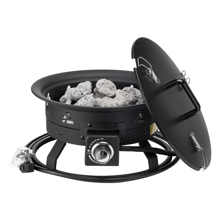 Propane Fire Pit, 19-Inch Diameter Outdoor Portable Gas Fire Pit with Cover & Lava Rocks, Adjustabl E415-BXSRQHK19YCBA36R1V0