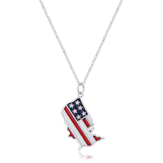 .015 Ct Patriotic U.S. Map Necklace R599-N01336R-V01
